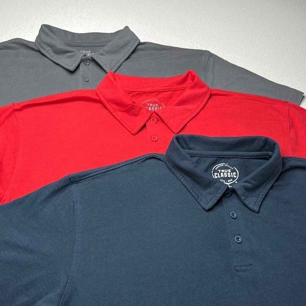 (Lot of 3)True Classic Cotton/Poly Mens Polo Shirts Men’s Large